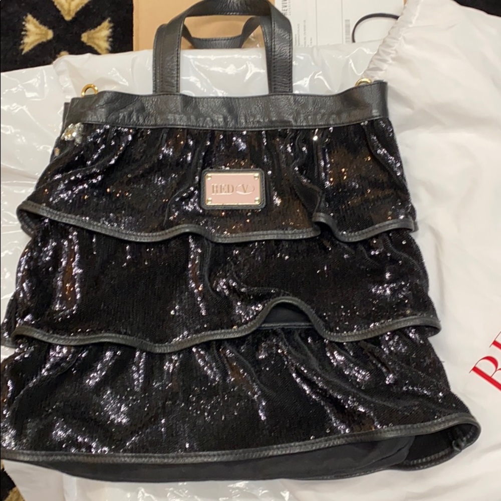 Red Valentino sequin leather purse authentic